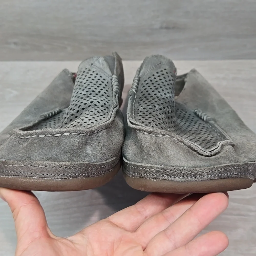 Olukai Men's Moloa Kohana Leather Gray Loafers Slip On Shoes Sz 11.5